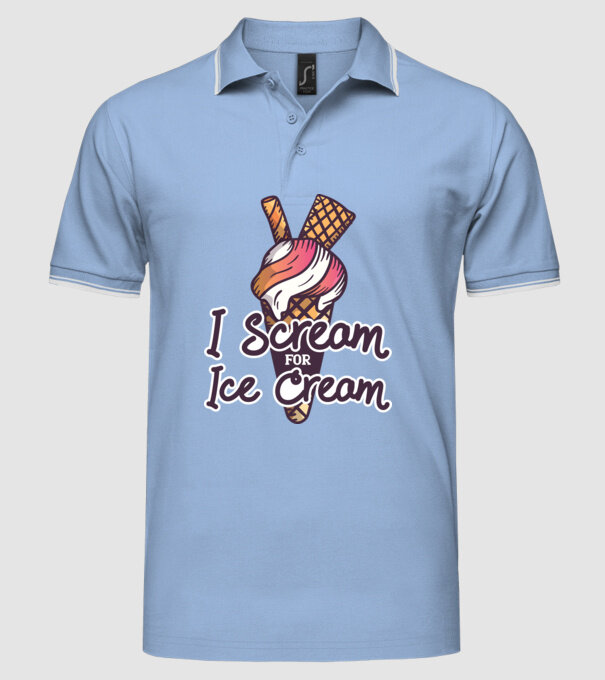 I Scream for Ice Cream model albastru deschis pe tricou