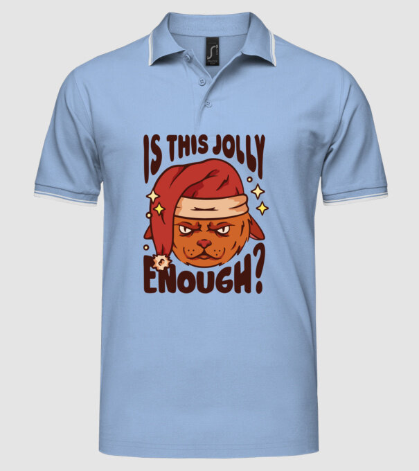 Is this Jolly enough tricou de Crăciun model albastru deschis pe tricou