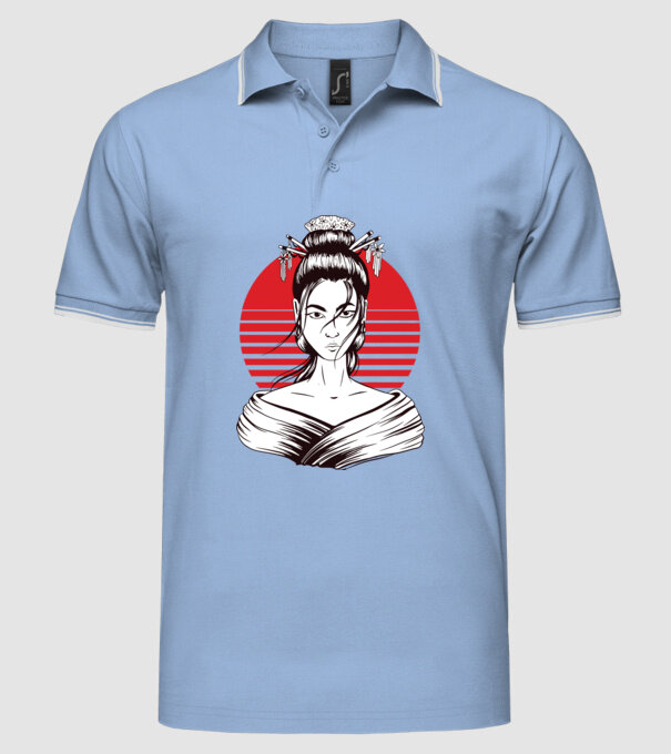 Geisha japoneză model albastru deschis pe tricou