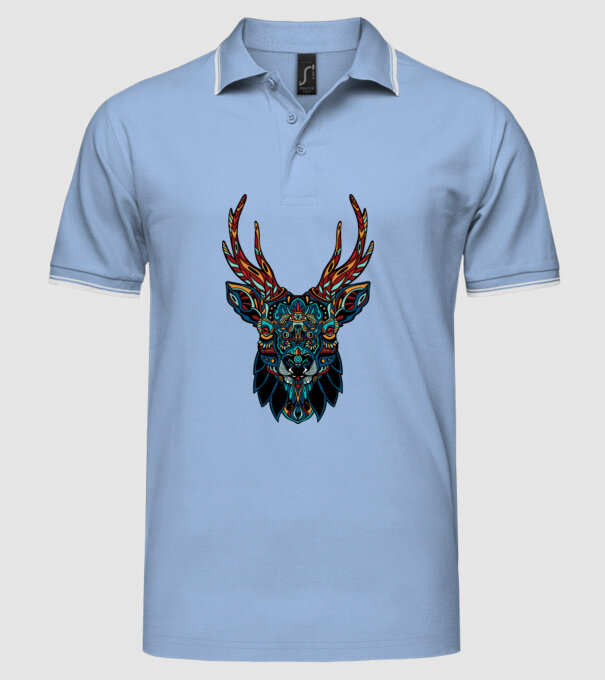 Elan model albastru deschis pe tricou
