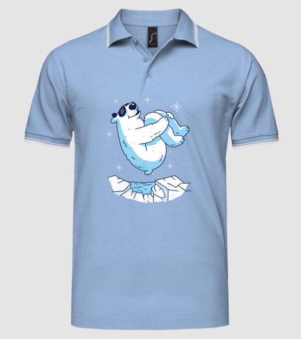 Urs polar Săritură bombă model albastru deschis pe tricou