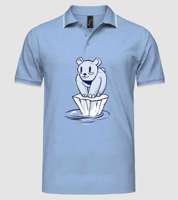 Urs polar pe gheața care se topește model albastru deschis pe tricou