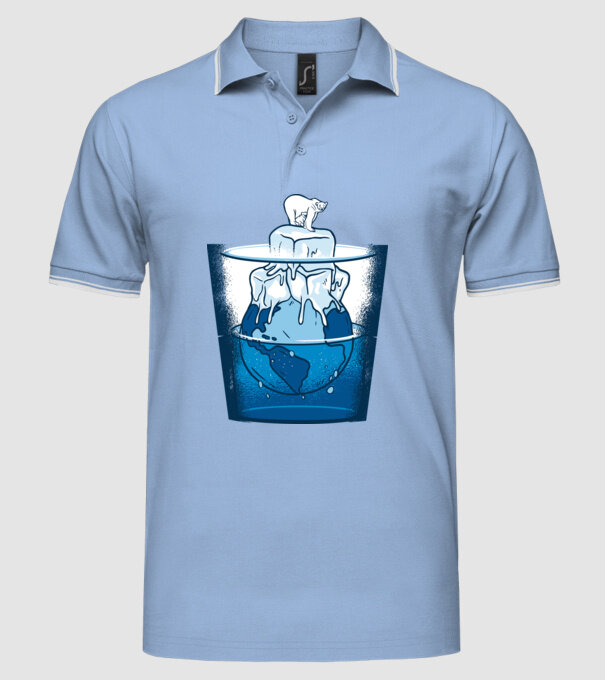 Ursul polar în pericol încălzirea globală model albastru deschis pe tricou
