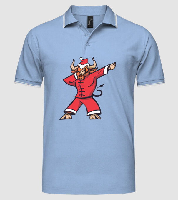 Taur de Crăciun DAB model albastru deschis pe tricou