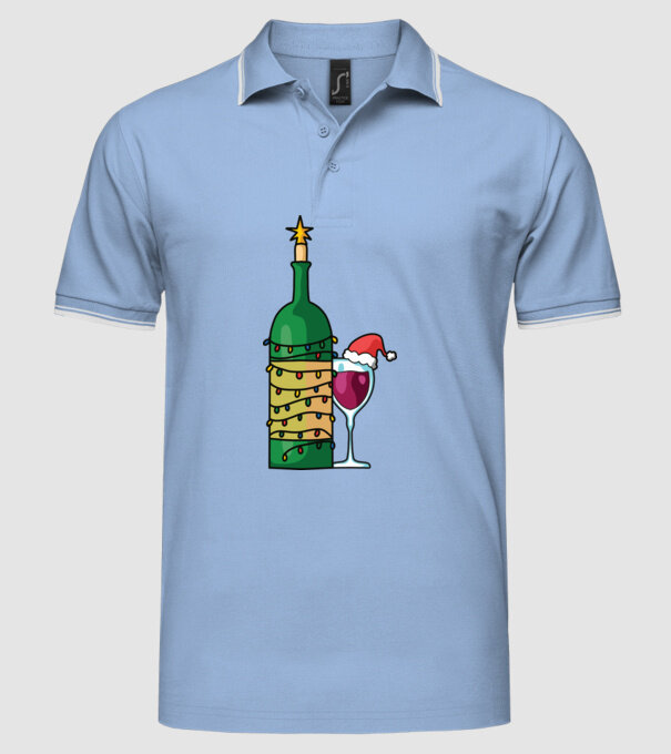 Vin de Crăciun model albastru deschis pe tricou