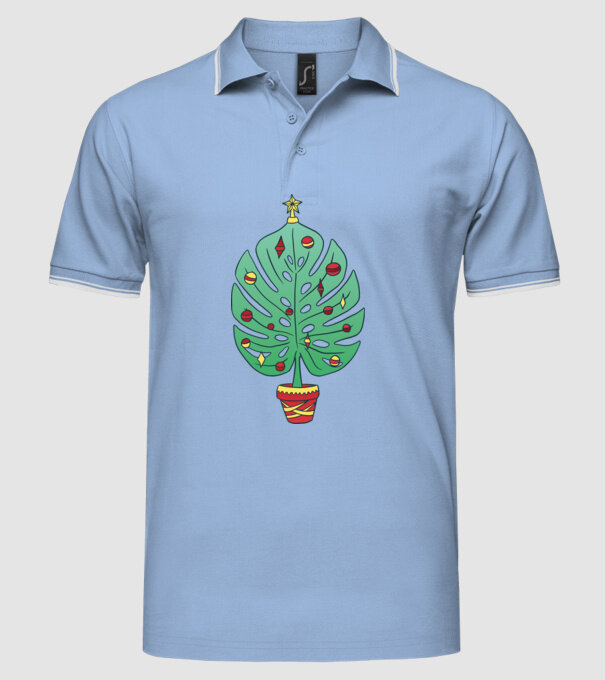 Palmier de Crăciun model albastru deschis pe tricou
