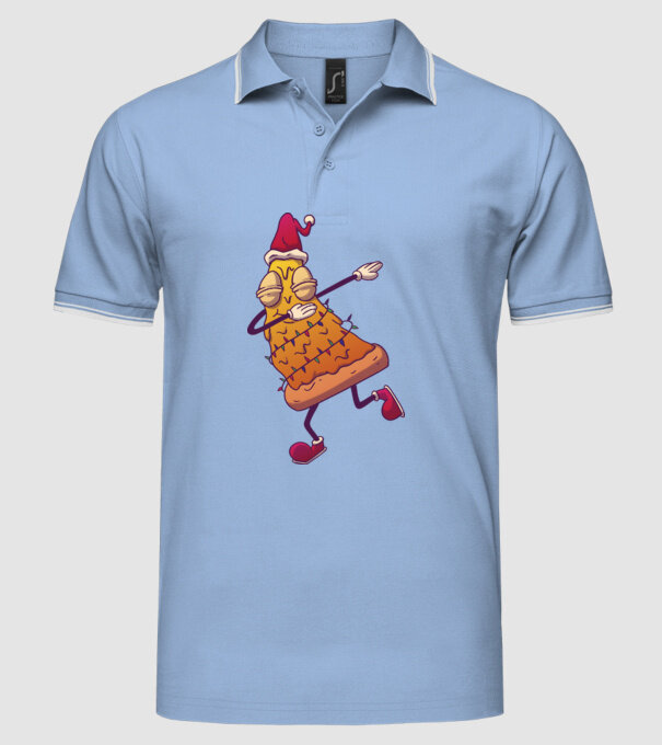 Pizza de Crăciun DAB model albastru deschis pe tricou