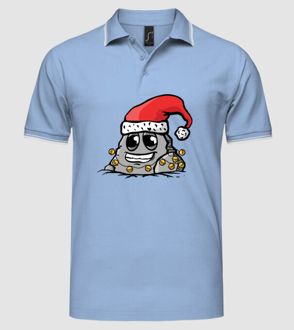 Stâncă de Crăciun model albastru deschis pe tricou