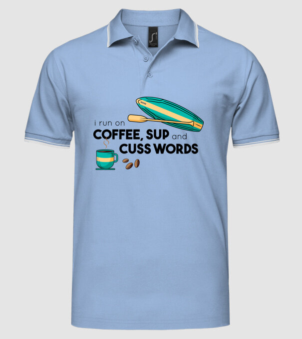 Cafea și SUP model albastru deschis pe tricou