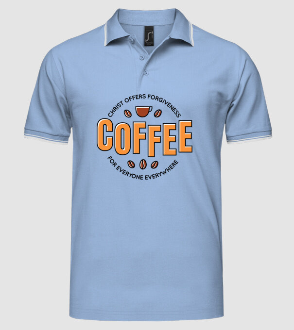 Cafea Iertare model albastru deschis pe tricou
