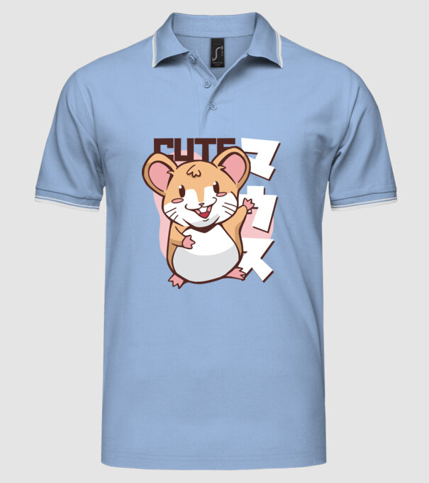 Șoarece Kawaii model albastru deschis pe tricou