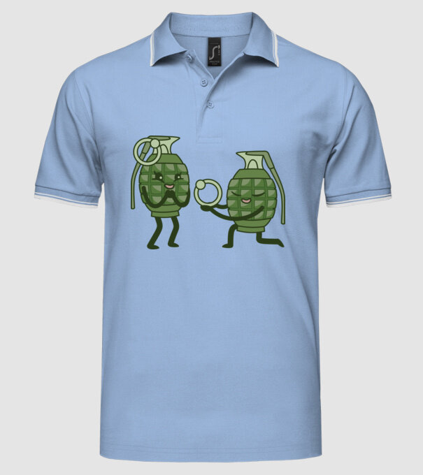 Grenadă de mână Cerere în căsătorie Dragoste model albastru deschis pe tricou