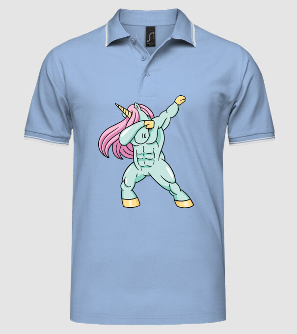 Unicorn Body Building DAB model albastru deschis pe tricou