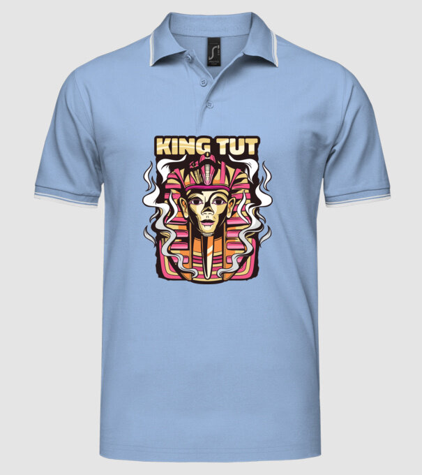 King Tut - Faraonul Tutankhamon model albastru deschis pe tricou