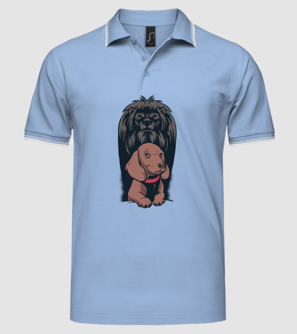Cățeluș Leu cu umbră model albastru deschis pe tricou