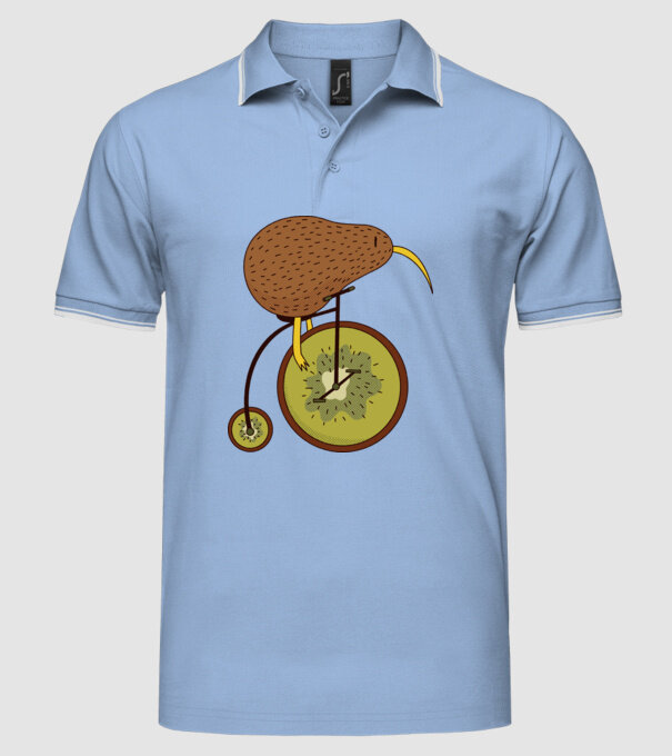 Bicicletă Kiwi model albastru deschis pe tricou