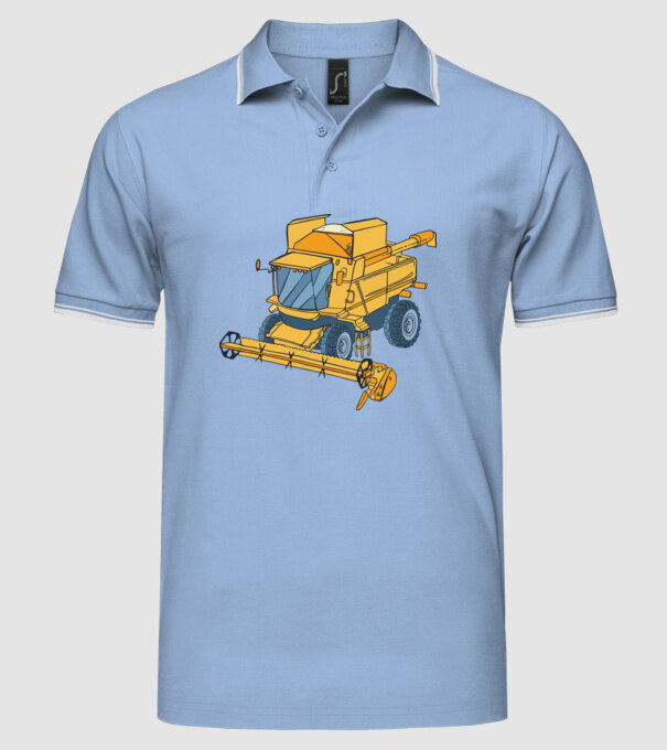 Combină agricolă model albastru deschis pe tricou