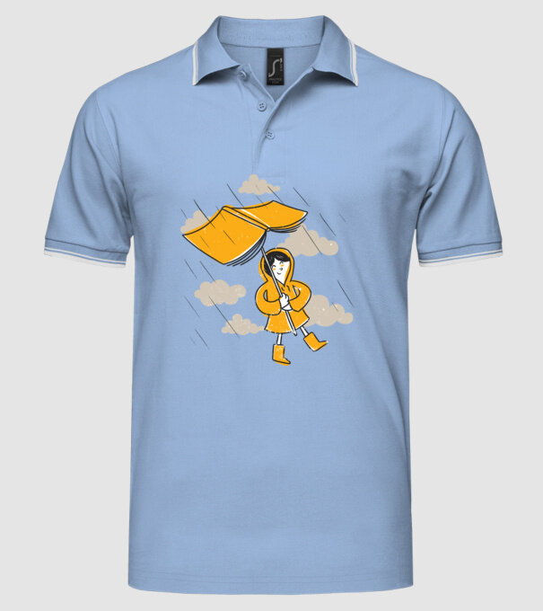 Umbrelă Carte model albastru deschis pe tricou