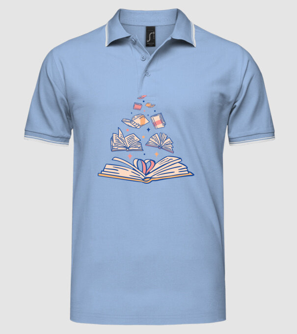 Cărți model albastru deschis pe tricou