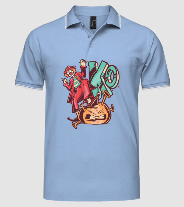 Coronavirus KO model albastru deschis pe tricou