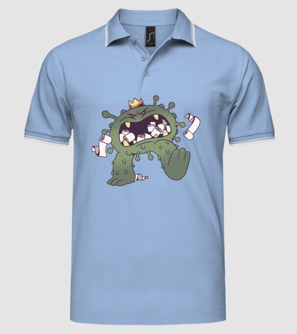 Monstru de hârtie igienică Coronavirus model albastru deschis pe tricou