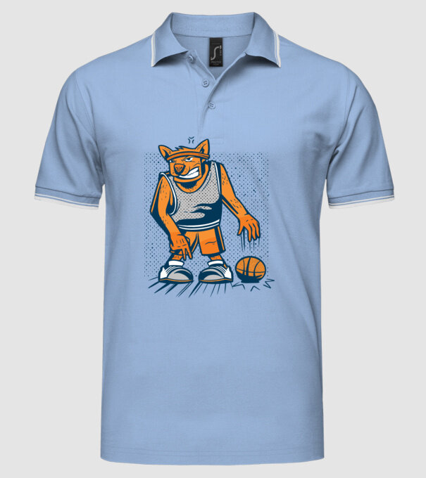 câine baschetbalist model albastru deschis pe tricou