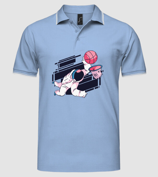 Astronaut Baschetbalist model albastru deschis pe tricou