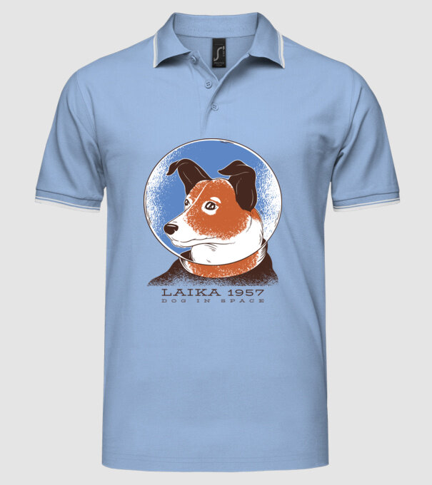 Laika 1957 - Câine în spațiu model albastru deschis pe tricou