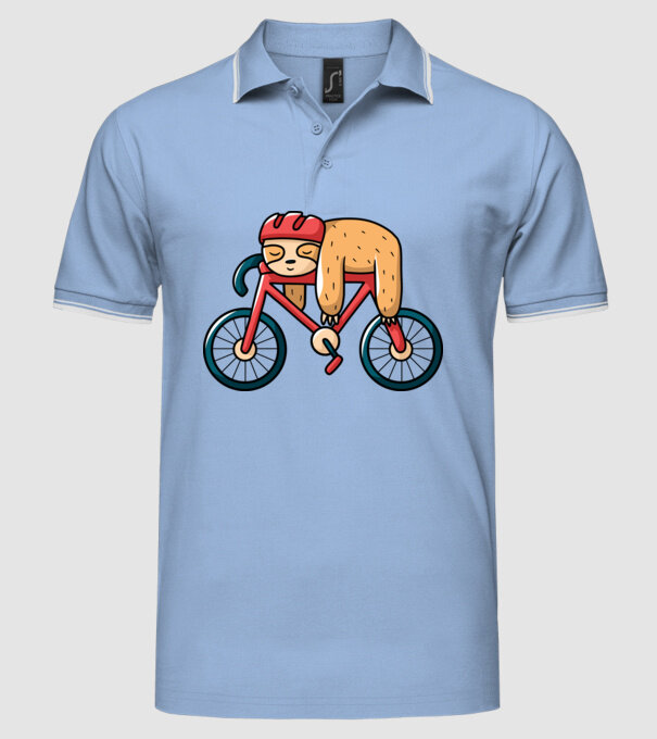 Leneș pe bicicletă model albastru deschis pe tricou