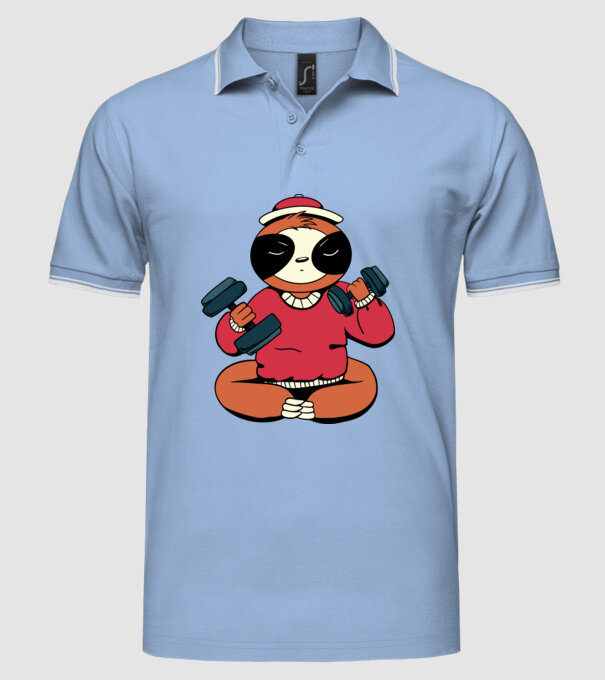 Antrenament Leneș model albastru deschis pe tricou