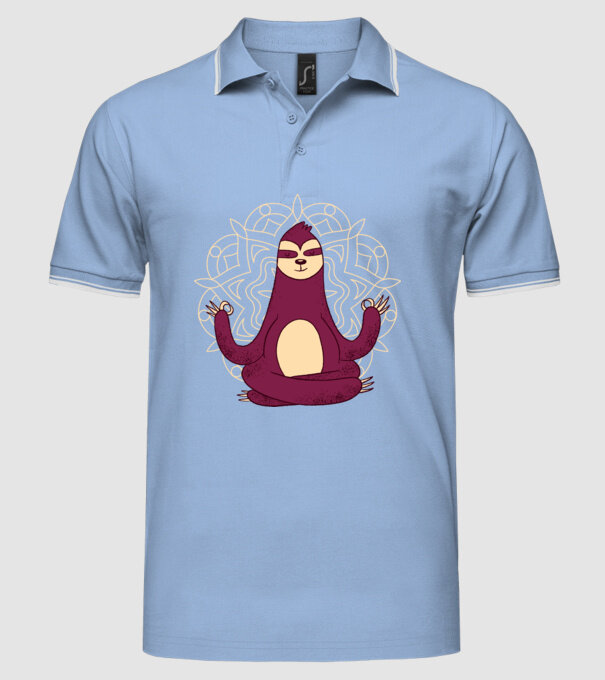 Leneș Meditație Yoga model albastru deschis pe tricou