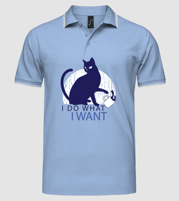 Pisică Rebel model albastru deschis pe tricou
