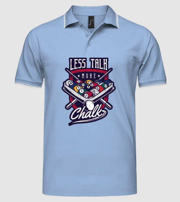 Less Talk More Chalk Billiard model albastru deschis pe tricou