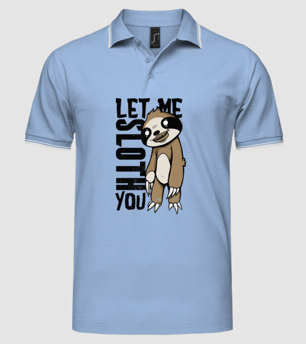 Let me Sloth You Leneș model albastru deschis pe tricou