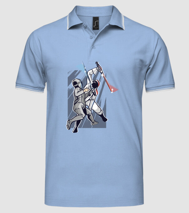 Sabie laser scrimă model albastru deschis pe tricou