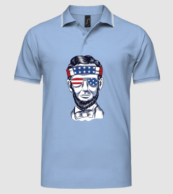 Lincoln USA model albastru deschis pe tricou