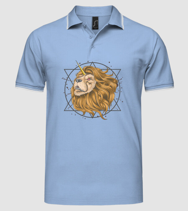 lion unicorn model albastru deschis pe tricou