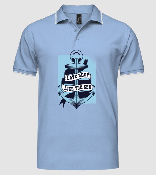 'Love deep like the sea ancoră dragoste Valentine''s Day' model albastru deschis pe tricou