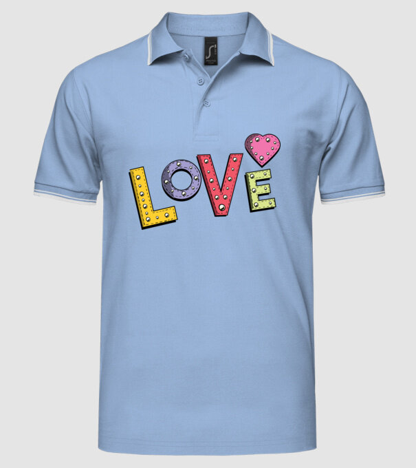 'Inscripție Love pentru Valentine''s Day' model albastru deschis pe tricou