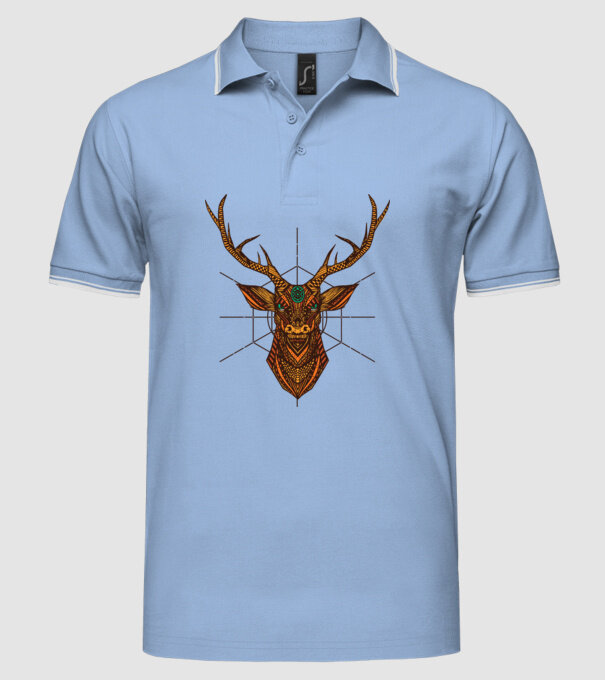 Mandala Cerb model albastru deschis pe tricou