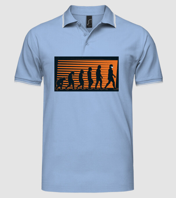 Evoluție Mască model albastru deschis pe tricou