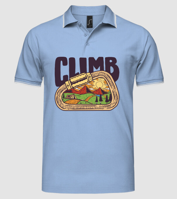 Carabină Alpinist model albastru deschis pe tricou