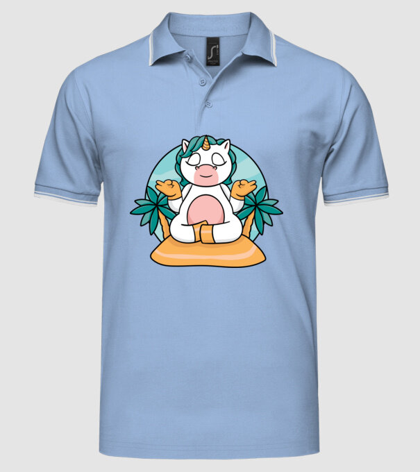Unicornul meditator model albastru deschis pe tricou
