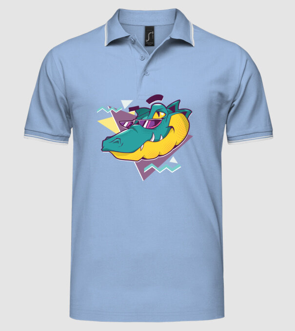 Aligator cool model albastru deschis pe tricou