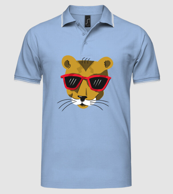 Leu cool model albastru deschis pe tricou