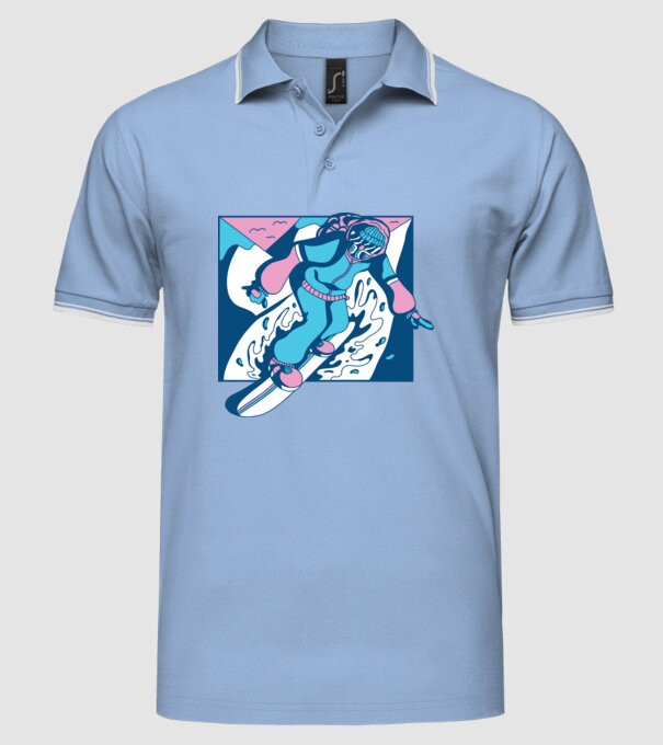 Snowboarder cool model albastru deschis pe tricou