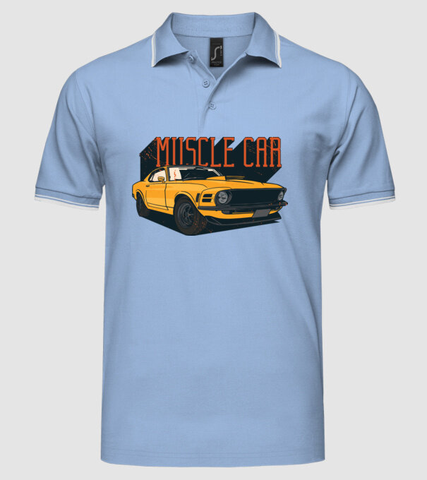 Mașină sport cool model albastru deschis pe tricou