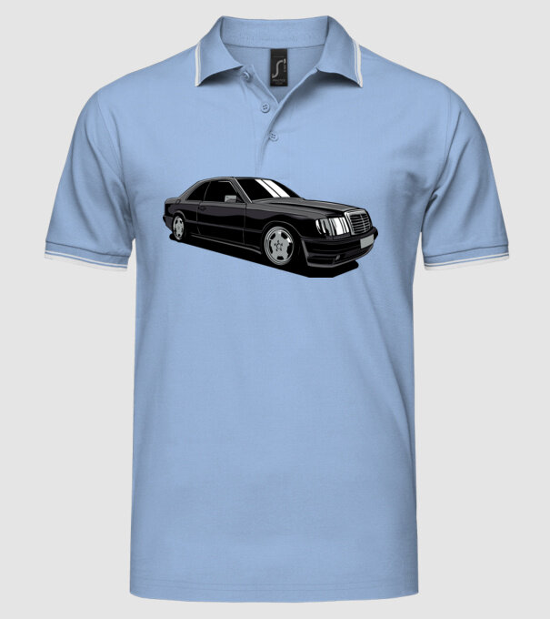 Mercedes model albastru deschis pe tricou