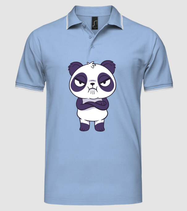 Panda furios model albastru deschis pe tricou