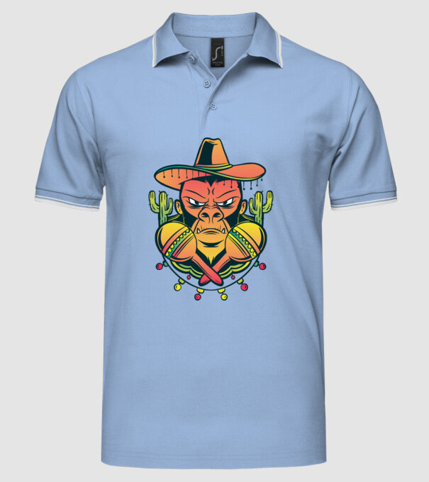 Gorila mexicană model albastru deschis pe tricou